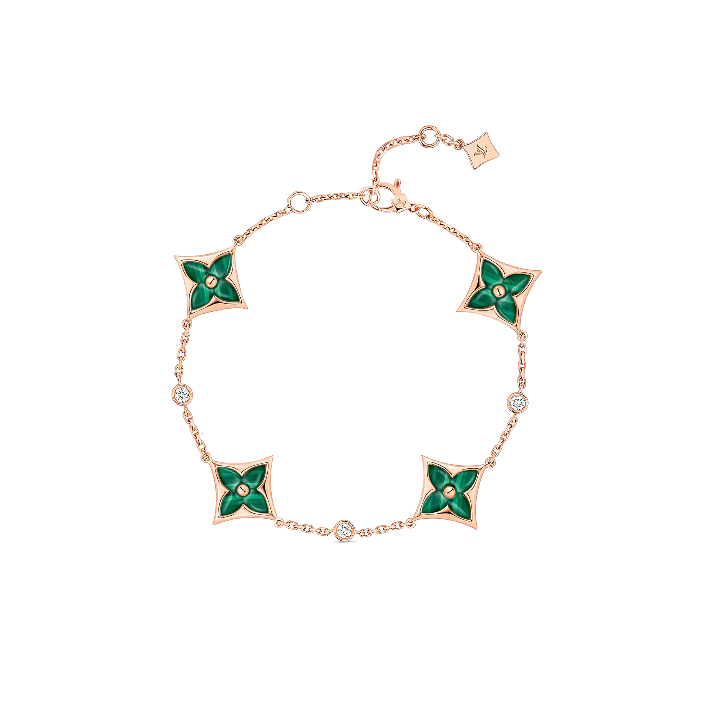 LOUIS VUITTON COLOUR BLOSSOM BB MULTI-MOTIFS BRACELET, PINK GOLD, MALACHITE AND DIAMONDS Q05570